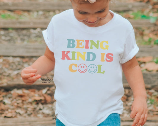 Being Kind is Cool Shirt / Educator Staff Shirts / Kids Shirt / Tote Book Bag / Positive Shirt / Teacher Tee / Always Be Kind / Kind is Cool - Farmhouse Vinyl Co