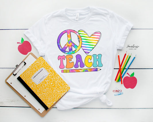 Peace Love Teach Shirt - Farmhouse Vinyl Co
