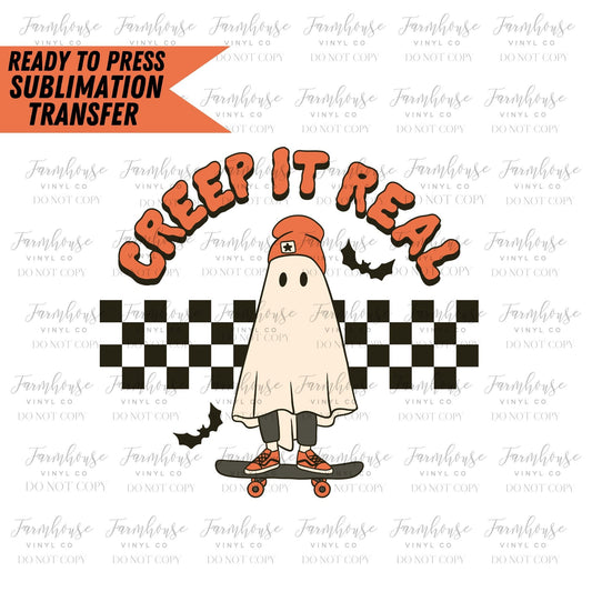 Creep it Real Skater Boi Fall, Ready to Press Sublimation Transfer, Heat Transfer, Trending Graphic 22-23, Kids Halloween Design, DIY Shirt
