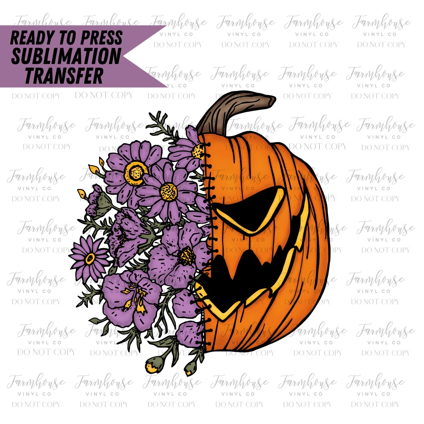 Sorta Sweet Sorta Spooky Design, Ready to Press Sublimation Transfer, Trending Graphic 22, Sublimation Prints, Floral Pumpkin Spooky Design