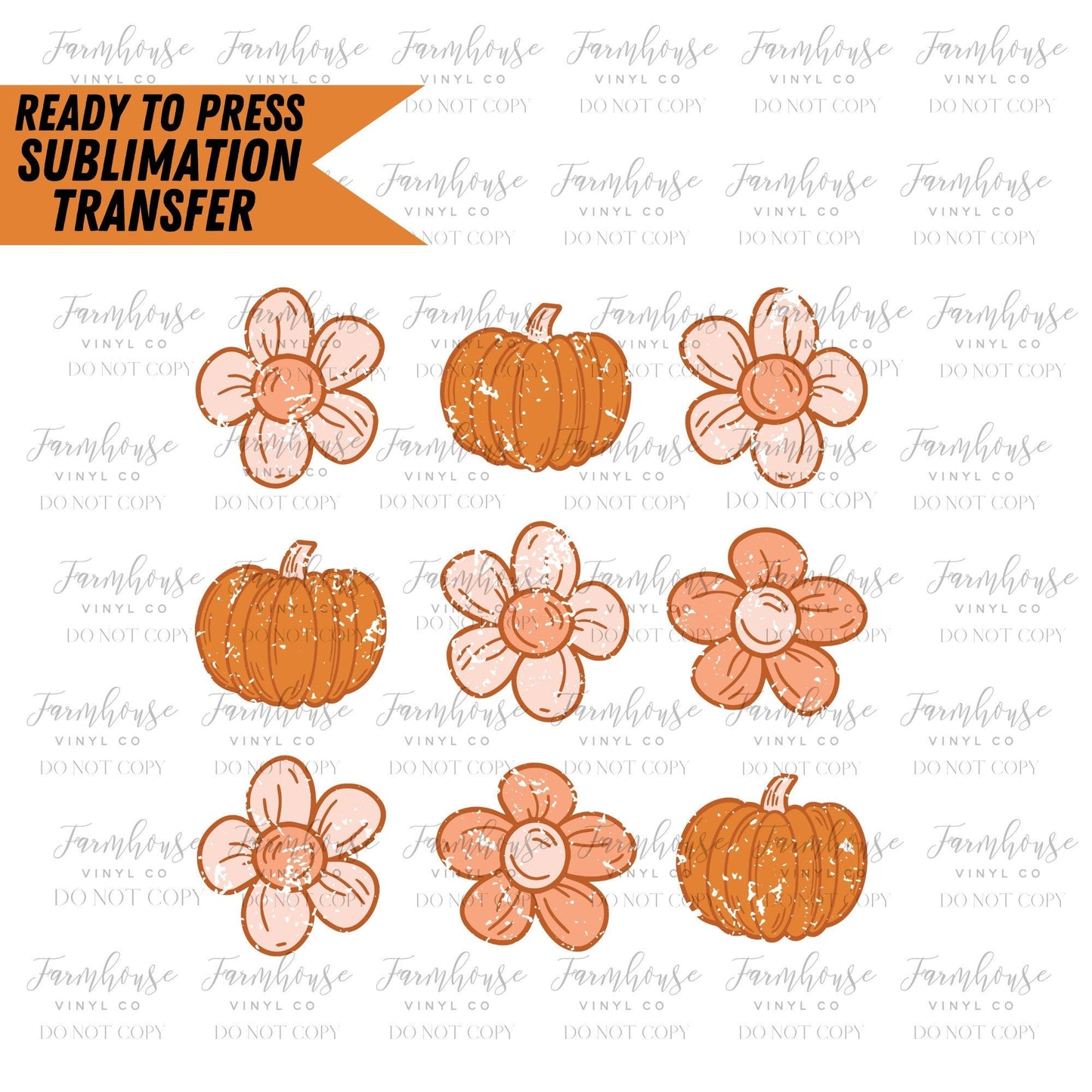 Floral Pumpkins Retro, Ready to Press Sublimation Transfers, Sublimation design, Trick or Treat, Halloween Retro Design, Vintage Fall Lover