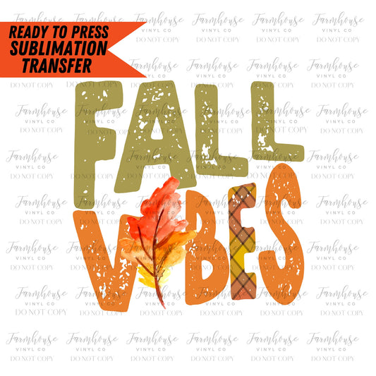 Distressed Fall Vibes Retro, Ready to Press Sublimation Transfers, Sublimation design, Halloween Design, PSL, Football Design, Fall Yall
