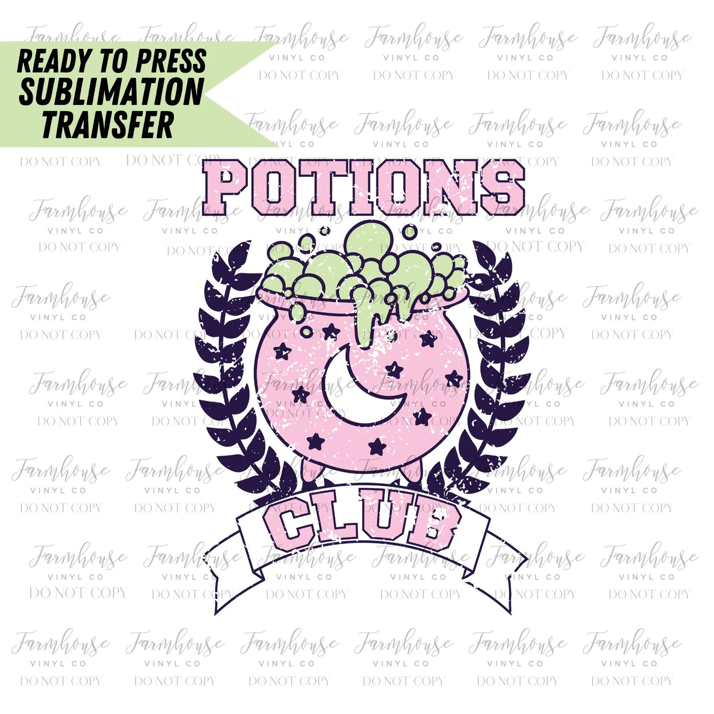 Potions Club Retro, Ready to Press Sublimation Transfers, Sublimation design, Trick Treat, Halloween Retro Design, Cauldron Poisons Design
