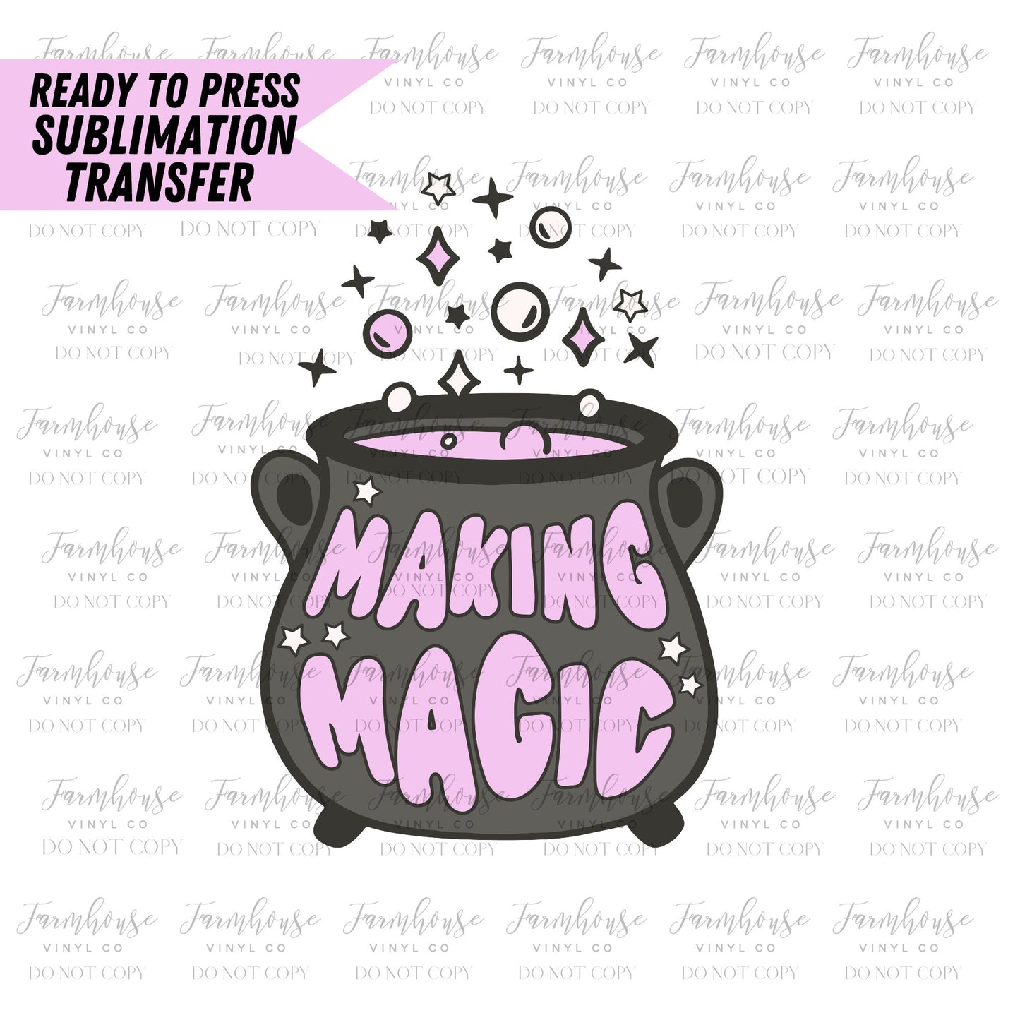 Making Magic Retro, Ready to Press Sublimation Transfers, Sublimation design, Trick Treat, Halloween Retro Design, Cauldron Kids Halloween