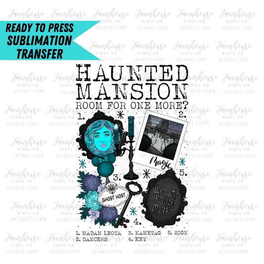 Haunted Chart, Ready To Press Sublimation Transfers, Halloween Design, Halloween Teal Design, Magical Design, Sublimate Prints - Farmhouse Vinyl Co