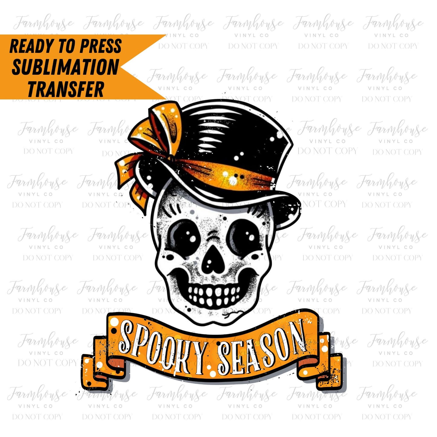 Spooky Season Skull Design, Ready to Press Sublimation Transfer, Heat Transfer, Trending Graphic 22-23, Halloween DIY Shirt, BOHO Fall - Farmhouse Vinyl Co