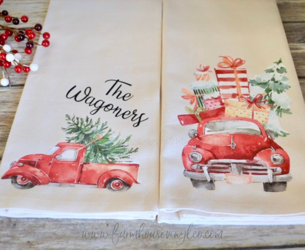 Vintage Christmas Truck Towels - Farmhouse Vinyl Co