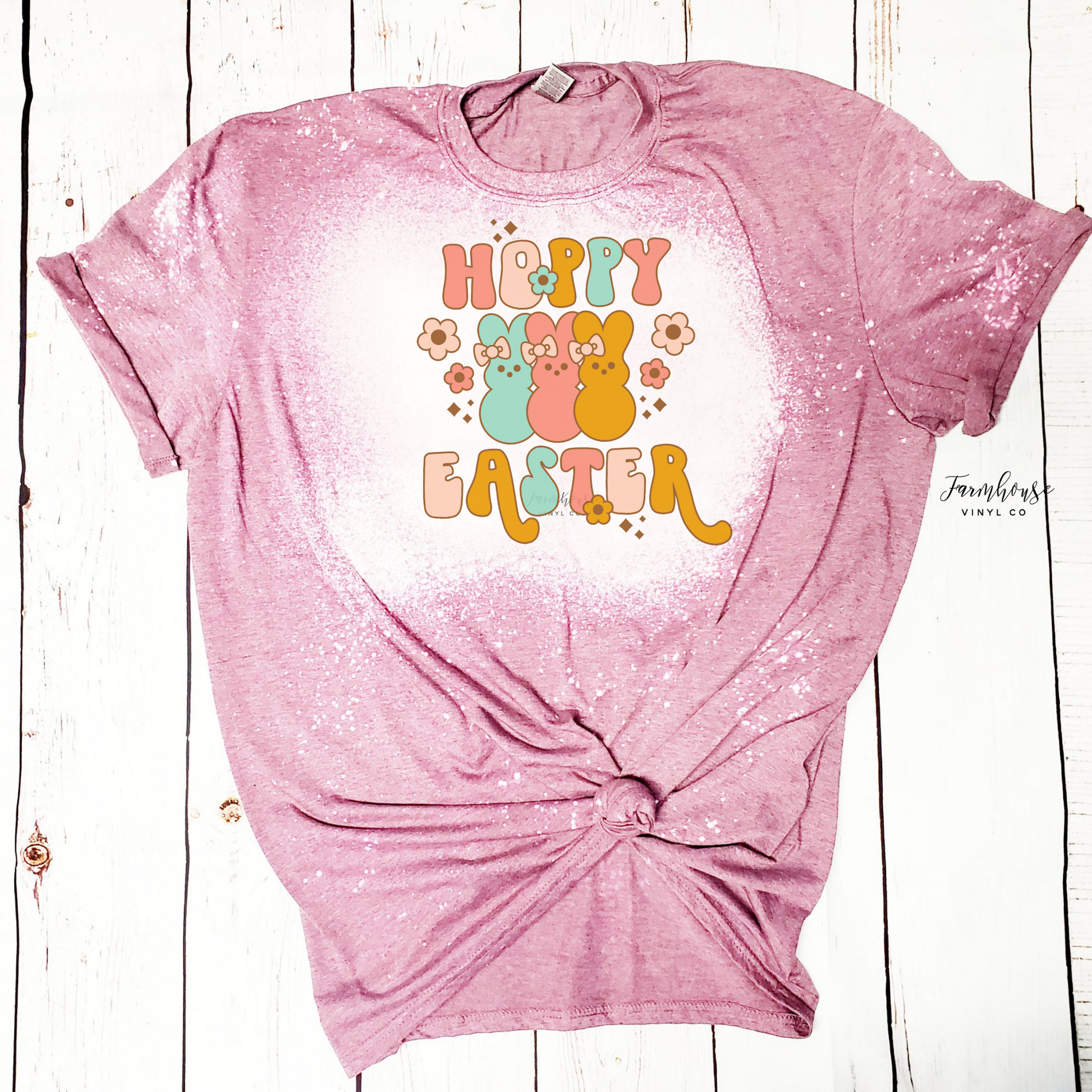 Hoppy Easter Bleached Shirt - Farmhouse Vinyl Co